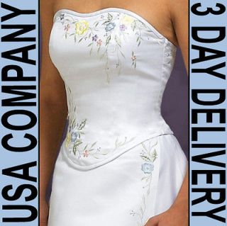 Eve Pastel Embroidery Corset Wedding Dress Gown Size 18 Ivory   Brand 