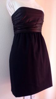 black strapless designer party dress THEORY leather wool Amandie BNWT 