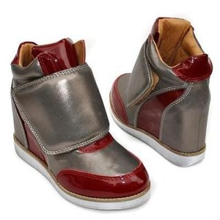 Jeffrey Campbell Funky Teramo Velcro Conceal Wedge Sneaker 7 Burgundy 