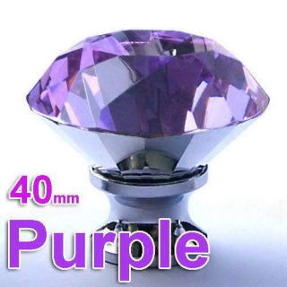 K9 Purple Crystal 40mm Diamond Style Handles Knobs for Cupboard 