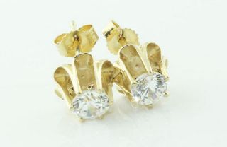   50 Ct Round Cut Diamond Buttercup Stud Earrings 14K Yellow Gold J I1