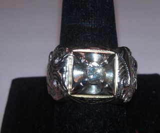 32 Degree Scottish Rite Masonic Ring 14K Two Tone With Diamond