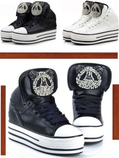 2012 Spring HOT★Pop/Rock  Diamond Panda  FLAT Sneaker Platform 
