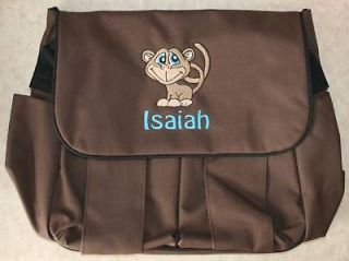 PERSONALIZED EMBROIDERED DIAPER BAG MONKEY NAME CHOOSE
