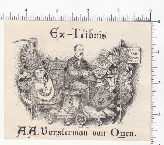 3430 Ex Libris A. A. Vorsterma van Oyen bookplate c. 1910 man 