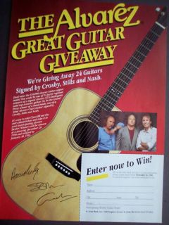 1990 Alvarez Guitars Crosby, Stills & Nash vintage ad