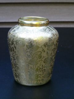 vintage Stouffer China gold on gold Encrusted vase C T 1930s 1940s
