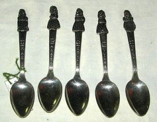 SET OF 5 1940s DIONNE QUINTUPLETS SILVER PLATED SPOONS