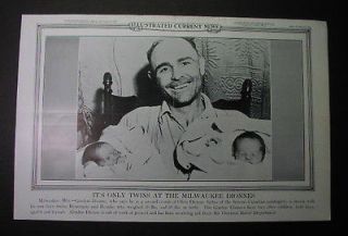 1936 news poster MILWAUKEEs DIONNE twins jobless dad; Depression 