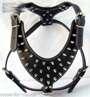   GENUINE LEATHER STUDDED SPIKED DOG HARNESS (SMALL to MEDIUM SIZE DOGS