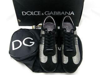 450 DOLCE GABBANA Black SIlver Suede Mens Shoes Sneakers LIMITED 