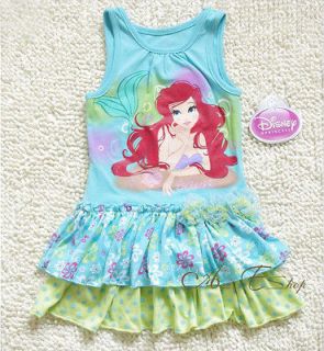   Size 2 3 4 5 6 6X Disney Princess Ariel Mermaid Summer Dress Skirt