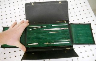   Michaud Quantin France French Drafting Tools Set Case Pieces Antique