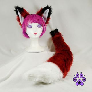   TAIL cosplay COSTUME rave goth FURRY kitty wolf NARUTO 4001BIG DRed