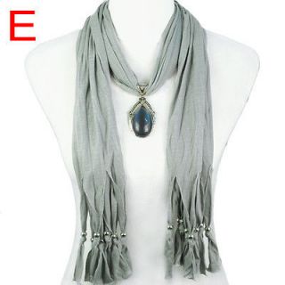 Water drop shape resin pendant jewelry scarf gray charm 