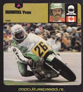 YVON DUHAMEL Canada Kawasaki Motorcycle Racer BIO CARD