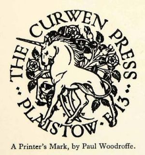 1927 Offset Lithograph Paul Woodroffe Printers Mark Unicorn Graphic 