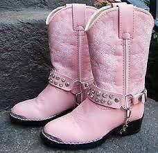 Durango Girls Pink Rhinestone Cowboy Boots Sz 1 Youth Childrens