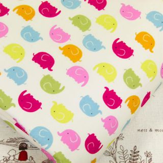 COLOURFUL LITTLE ELEPHANT 100% COTTON FABRIC MODERN PATCHWORK QUILTING 