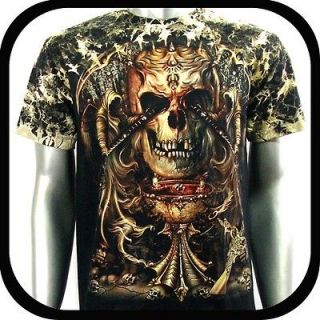 Survivor T Shirt Biker Punk Rock Tattoo S59 Sz M Devil Skull Glow In 