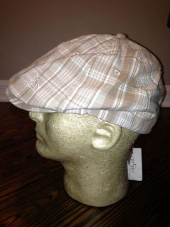 An Original Penguin Tan Plaid Check Cotton Newsboy Hat Cabbie Cap 