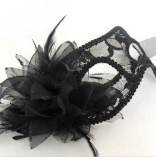 Womens Black White Elegant Sexy Lace feather Masquerade mask/Mardi 