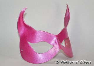 PINK CATWOMAN LEATHER MASK CAT EARS HALLOWEEN COSTUME