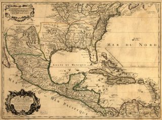 1703 U.S. MAP Nice Map 13x17 Old America Mexico Gulf   Historic 