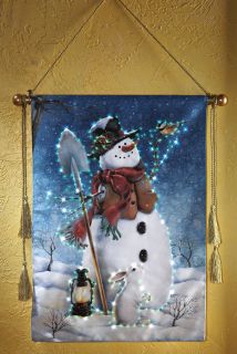 Let It Snow Fiber Optic Snowman Wall Canvas Hanging Christmas Holiday 