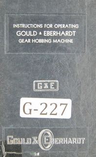 Gould Eberhardt Operators 24H Manuf Gear Hobber Manual