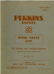 PERKINS DIESEL P3 TRACTOR & VEHICLE ENGINE PARTS MANUAL