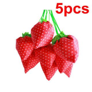 5X Strawberry Foldable Eco Bag Reusable Shopping Tote Shoulder Purse 