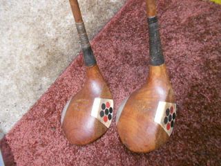 Vintage Antique Matching Fancy Face Woods Golf Clubs