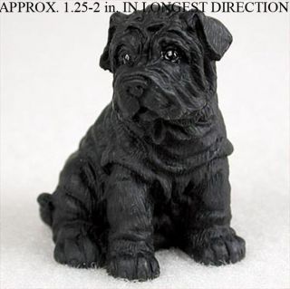 Shar Pei Collectible Mini Resin Hand Painted Dog Figurine Black