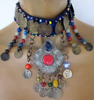 Egyptian Bedouin pendant necklace beads coins belly dance Egypt by 
