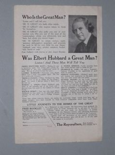 1923 AD FOR ELBERT HUBBARDS BOOK LITTLE  THE ROYCROFTERS