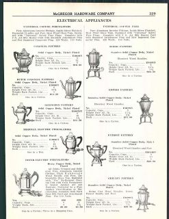 1928 ad Universal Electric Coffee Percolator Taosters Urns