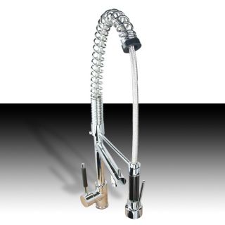 Chrome Kitchen Faucet Swivel Spout Pre Rinse Pull Down Single Lever 