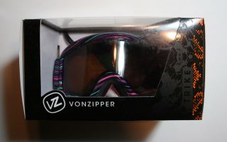 Von Zipper Trike GogglesLight Stripes Bronze Chrome NEW IN BOX FREE 