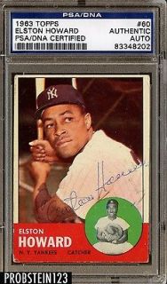 1963 Topps #60 Elston Howard New York Yankees Signed PSA/DNA AUTO COA 