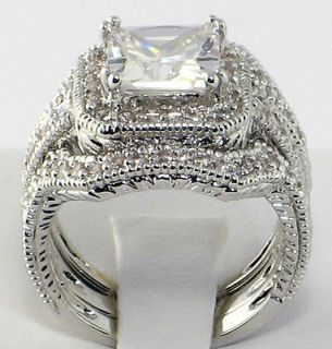   CT. Princess Cut CZ Bridal Engagement Wedding Ring Set   SIZE 5