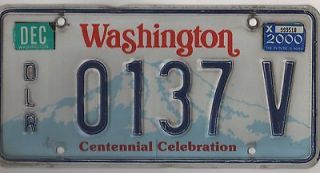 2000 WASHINGTON DEALER CAR LICENSE PLATE #0137 V