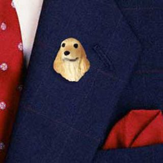 English Cocker Spaniel Dog Pin Tack Figurine Blonde
