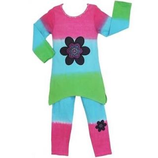 Toddler Girls 4/5T Tie Dye Tunic & Pants Jean Flower Girls Clothing