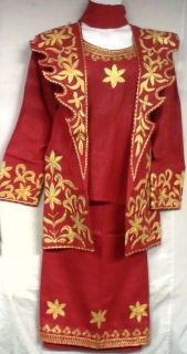 Skirt Suit Set African Attire Outfit Red Gold Doesnt Come S M L XL 1X 