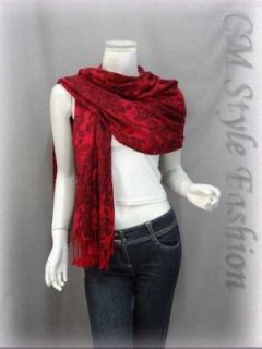 Ethnic Paisley Print Stole Scarf Shawl Wrap Red OS