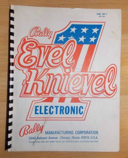 Original Vintage Bally EVEL KNIEVEL ELECRONIC PINBALL Game Manual.Game 