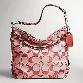 NWT COACH SIGNATURE & EXOTIC SNAKE LEATHER OTTOMAN BROOKE BAG CORAL 