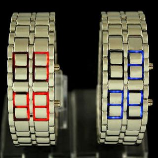 2PC New Luxe Good Mens Lava Iron Samurai LED Metal Watch,L4