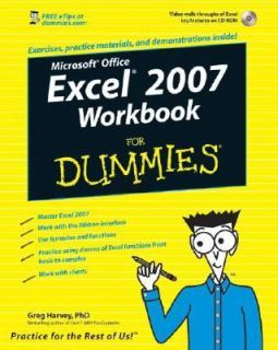 Excel 2007 Workbook for Dummies by Greg Harvey 2007, Paperback 